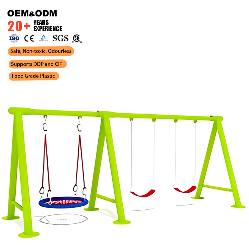 Kids Outdoor Garden Set - Metalowy, zielony zestaw huśtawek dla dzieci