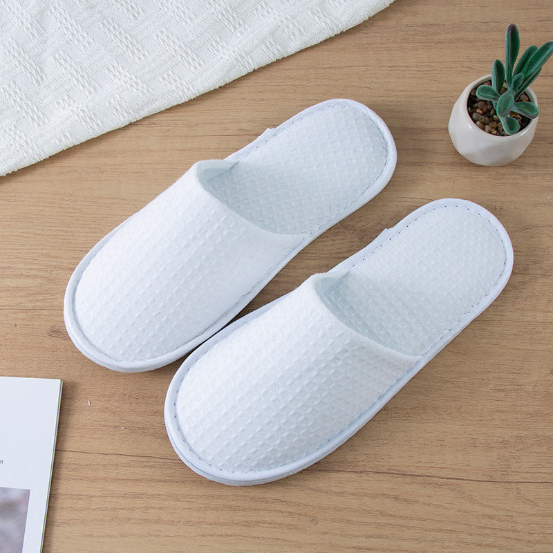 Kids Indoor Outdoor Slippers - 5 par/partia Białe waflowe jednorazowe kapcie