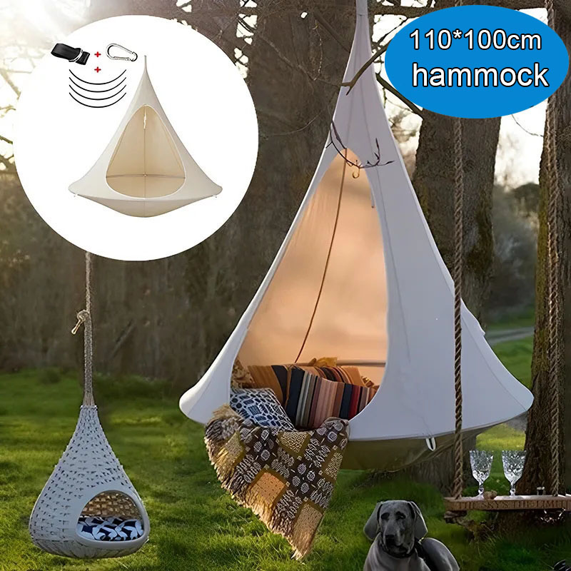 Kids Outdoor Hammock Chair - Wodoodporny hamak dwuosobowy typu kokon, krzesło