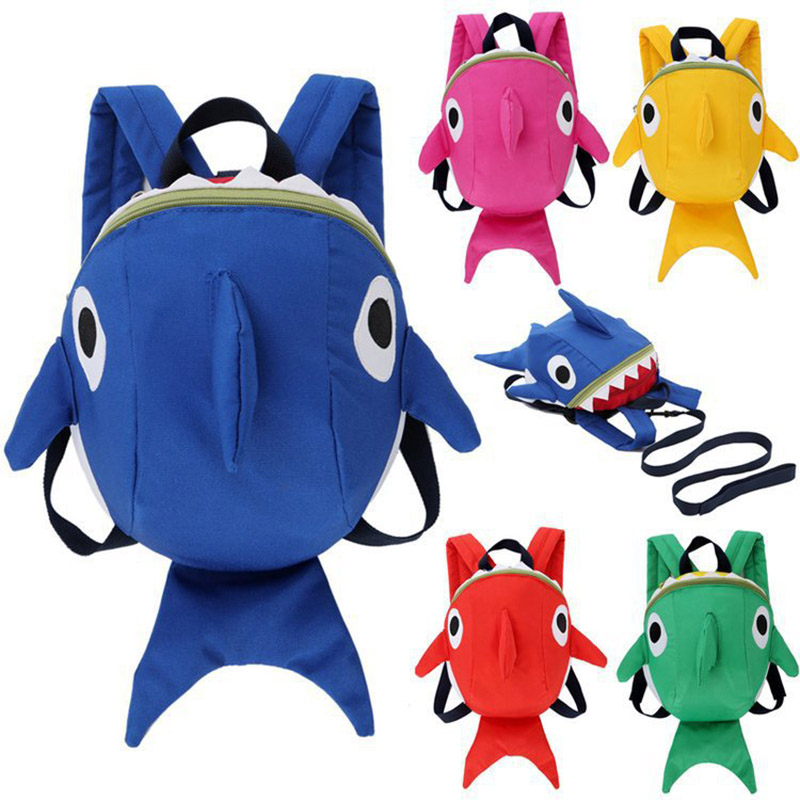 Kids Outdoor Backpack - 1 szt. Zabawna rysunkowy rekin plecak